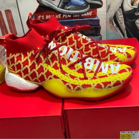 Adidas PW X BYW CNY Pharrell Men's Size 9.5 Chinese New Year Red/Yellow - Picture 7 of 11